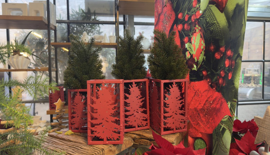 Weihnachtsdekoration und Gestecke