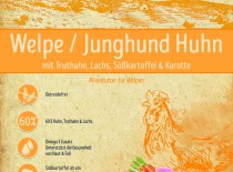 Huhn mit Truthahn, Lachs, S&uuml;&szlig;kartoffel & Karotte Welpe/Junghund 